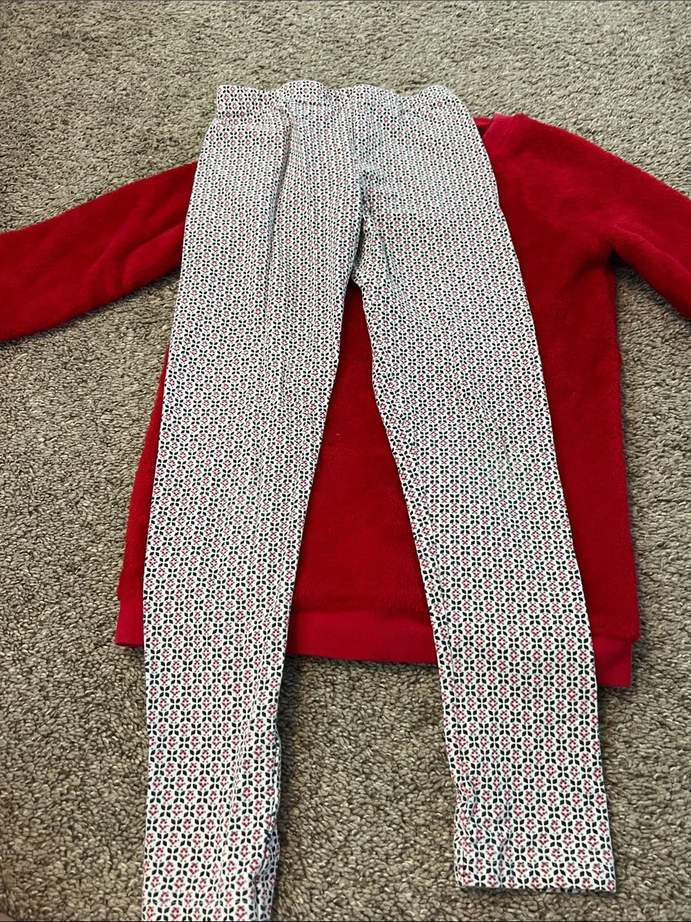 Carter's Red Fuzzy Pullover with Patterned Leggings